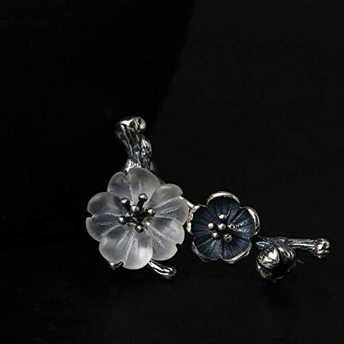 925 Sterling Silber Kristall Pflaume Blumen Broschen für Frauen Stil Dame Eleganter Schmuck