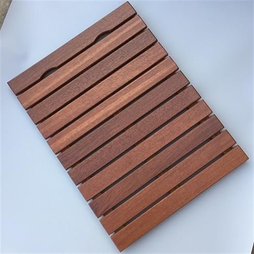 RENLXFI Holzboden Matte für Badezimmer, Heavy Duty Dusche Matte rutschfest, für innen Dusche Luxus Spa Haus oder im Freien, Dusche Boden Fuß-Plattform (Size : (31.5inx31.5in) 80x80cm)
