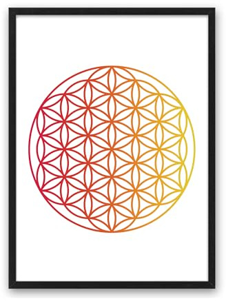 Din A4 Kunstdruck ohne Rahmen - Blume des Lebens - Kraftsymbol - Kosmische Ordnung - Harmonie Schutz Yoga - Druck Poster Bild