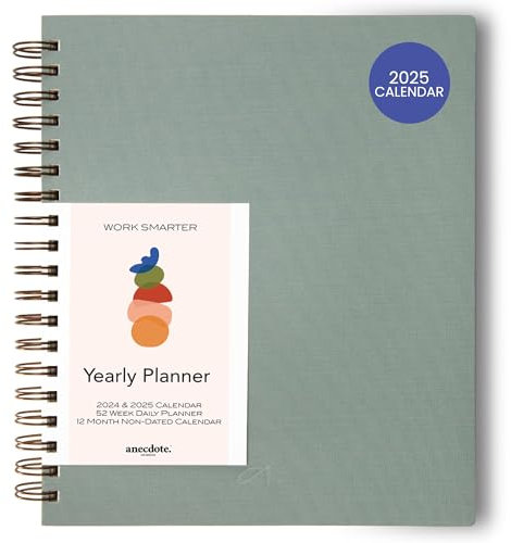 ANECDOTE. Tagesplaner 2023-2024 Ein Messing-Spiralbindung, Tages- und Wochenplaner, mit kuratierten Materialien und blutbeständigem Papier im A4-Format, organisieren Sie alle 52 Wochen des Jahres,