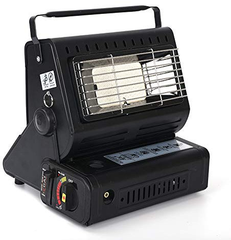 LoKori Chauffage au gaz Portable 1,3 KW, Chauffage Mobile, Chauffage de Camping, Cuisinière à Gaz Portative pour Camping Pêche et Ski Utilisation (Black)