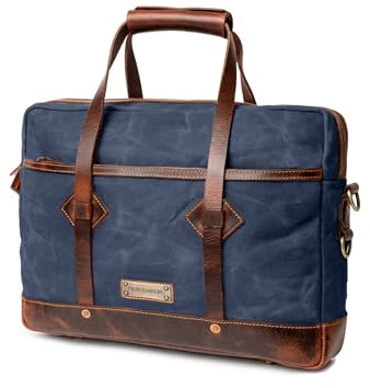 DRAKENSBERG Aktentasche 'Noah' für Herren aus gewachstem Canvas mit Leder - wasserabweisende Laptoptasche, 10L