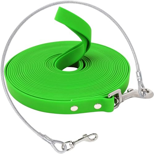 Wasserdicht Schleppleine für Hunde,mit Chew Proof Tie-Out Leinen,3-30m,Wasserdicht Trainingsleine für Große bis Kleine Hunde,Robuste Hundeleine(Grün,10m)