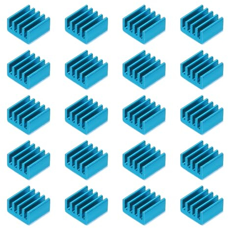 QUARKZMAN 20pz 9x9x5mm Dissipatore Alluminio Radiatore Calore Cielo Blu | Bacino Raffreddamento, con Fisso Sticker, per Chip CPU Potenza Transistor FET IC Potenza Amplificatore, Alluminio
