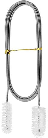 NIXRET Tarières de vidange flexibles - Brosses de nettoyage pour tube d'alimentation - 210 cm - En acier inoxydable - Avec deux têtes rotatives en nylon - Pour tuyau d'évacuation et tuyau d'arrosage