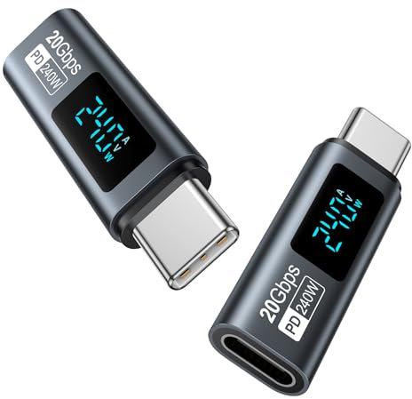 240W USB C Adapter [2Stück] 20Gbps Mit LED Display, Typ C Output Power MAX 48V/5A für iPhone15/15 Pro/15 Pro MAX, Samsung Galaxy S23/S22 und Mehr USB-C Geräte
