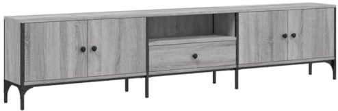 vidaXL TV Schrank, Fernsehschrank mit Schublade, Lowboard HiFi Schrank mit verstellbaren Füße, Fernsehtisch TV Möbel, Grau Sonoma Holzwerkstoff