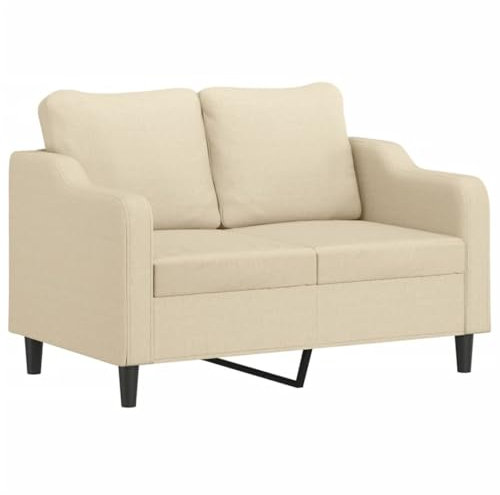 vidaXL Sofa 2-Sitzer, Loungesofa Couch mit Armlehnen Rückenkissen, Wohnzimmersofa Designsofa mit Metallgestell, Sitzmöbel Zweisitzer, Creme Stoff