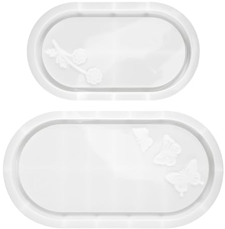 BOFRHME 2 Stück Silikonform Tablett,Silikonform Untersetzer,Silikonformen Gießformen Tablett,Epoxidharz Formen für Beton Gießform,für Untersetzer,Kerzenhalter,DIY