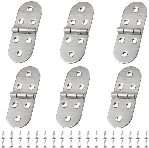 6 Pièces Charnière Inox, Charnière de Table Pliante à Arrondis 270 Degrés Charnières Pliantes épaisses 80x 31mm Avec Vis Robuste et Facile à Installer Pour Table Pliante,Cabinet Porte,Meubles,Maison