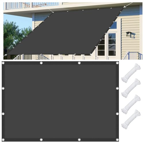 Vela Ombreggiante 180 x 380 cm Tenda da Sole Privacy, Rettangolare Impermeabile con Occhielli, Protección Rayos UV 98%, per Esterno Terrazza Giardino, Grigio Scuro