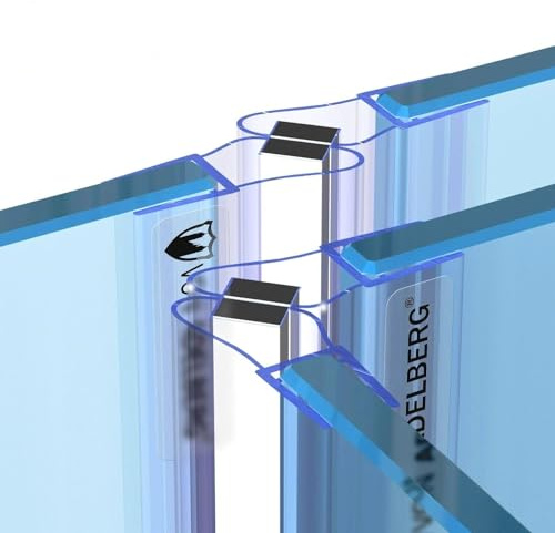 Generisch Magnetische Duschdichtung für Duschtüren Set I 200 cm I Glasstärke 4 bis 6 mm 90 Grad Transparent