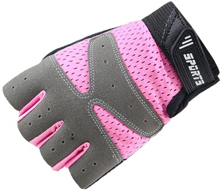 Miokkley Fingerless Cycling Gloves for Girls, Sports Gloves for 5-12 Years Girls, Climbing Gloves, Cycling, Fishing (Pink, S for 5-8 Years)