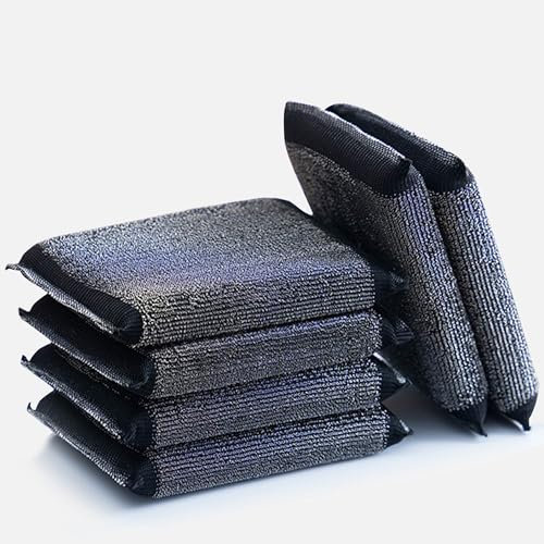 Steel Wool Scrubber Dish Sponges - Kitchen Scrubbing Pads Pot Scrubber for Kitchen Non Scratch, Soft and Fast sponges for Cleaning (6 Pack)