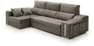 Velare | Sofa Chaise Longue Cama con Arcón y Puff Giuliana Gris Oscuro Izquierda