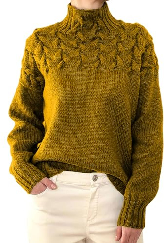 Knitted Jumpers for Women Women Turtleneck Sweater Women Cowl Neck Sweater for Women Cotton Jumpers for Women UK Sales Holiday Essentials Crop Swing Christmas Knit Sweater Women