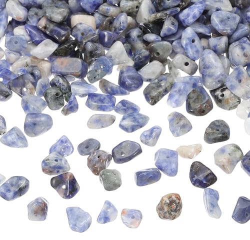 PATIKIL 350 Piezas Perlas de Piedra de Chip, de Cristales de Piedras Preciosas Sueltas Irregulares para Hacer Joyas Diy Pulseras Collar Pendientes, Azul Blanco