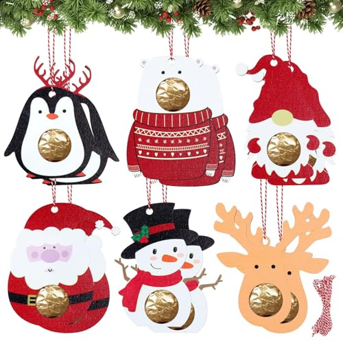 12 Weihnachten Geschenkbox Anhänger,Holz Weihnachtsdeko Anhänger,Fotorahmen anhänger weihnachten holz,Weihnachten Pralinenschachtel,Weihnachtsbaumschmuck Hölzerne,Weihnachten Mehrzweck Dekoration