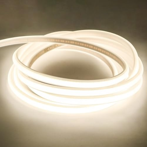 pcning 10M Bandeau LED 220V Blanc 4000K AC 220V Interieur Exterieur IP67 Etanche COB Ruban avec Prise sans transformateur (Blanc, 10M)