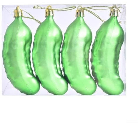 4PCS Weihnachten Simulation Gurke Anhänger, Weihnachtsgurke, Weihnachtsbaumschmuck Gurke, für Weihnachtsbaum Dekoration