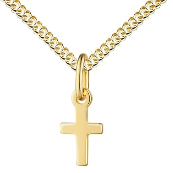 JEVELION Taufkreuz 585 Gold Kreuzanhänger Goldkreuz für Damen und Kinder Kettenanhänger 14 Karat Gelbgold mit Kette oder ohne Kette wählbar