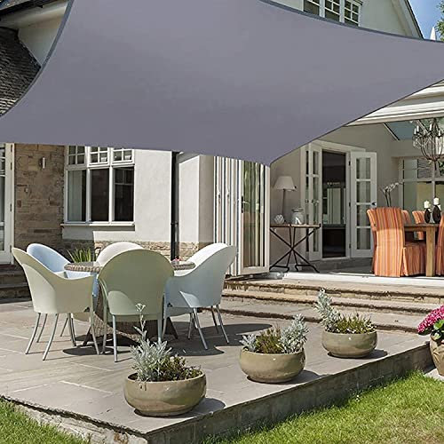Pali per vela parasole per cortile e giardino, 2,5 x 3 m, con panno ombreggiante in tessuto HDPE grigio chiaro ad alta densità