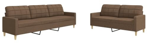 vidaXL Sofagarnitur 2-TLG., Polstersofa mit Metallrahmen, Sitzgruppe für Wohnzimmer, Loungesofa Sessel Sofa Couch Garnitur, Braun Stoff