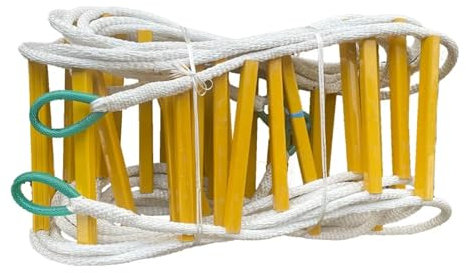 WJLYDM Fire Escape Rope Ladder 10M Square Tube Wire Rope Soft Ladder Outsourcing Nylon Fire Escape Ladder Non-slip Emergency Rescue Climbing Ladder For Windows And Balconies