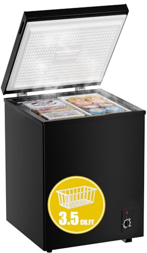 Bodacious - Congélateur de poitrine 3,5 cubes - Congélateur compact à faible consommation et silencieux petit profond avec température réglable pour appartements et véhicules récréatifs