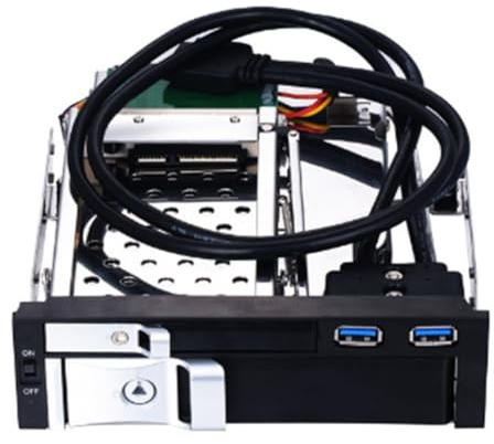 Giwnhvx Boîtier pour Disque Dur Interne à Double Emplacement de 5,25 Pouces Boîtier pour Disque Dur/SSD 2,5 + 3,5 Pouces sans Outil avec 2 Verrous de Sécurité