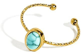 jtkhaweh Ring Ringe Damen Bijouterie Herren Einfache Dünne Ringe Für Frauen Vintage Naturstein Türkis Verstellbarer Ring