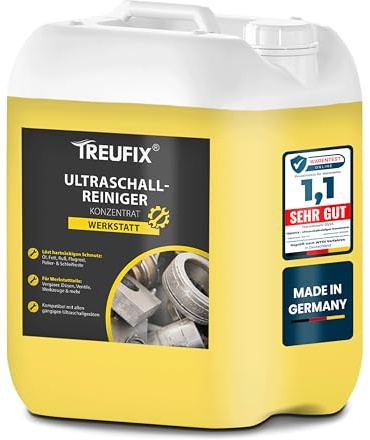 Treufix Ultraschallreiniger Konzentrat Werkstatt 5L | für Vergaser, Einspritzdüsen, Motorenteile – stark gegen Öl, Fett, Ruß – materialschonend & effektiv – Made in DE