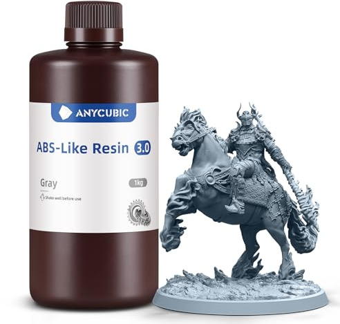 ANYCUBIC ABS-Like Resin 3.0, Grau 1kg | 3D Drucker Harz mit Hohe Härte und Zähigkeit, Hochpräzises, Geruchsarmes 405 nm UV-härtbares Harz für Resin 3D Drucker