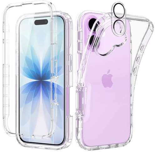 Leedia Handyhülle Kompatibel mit iPhone 17 Hülle 360 Grad mit Eingebautem Displayschutz und Kamera Schutzfolie [9H HD] Stoßfest Schutzhülle Bumper Transparent Case für iPhone 17 6,3 Klar