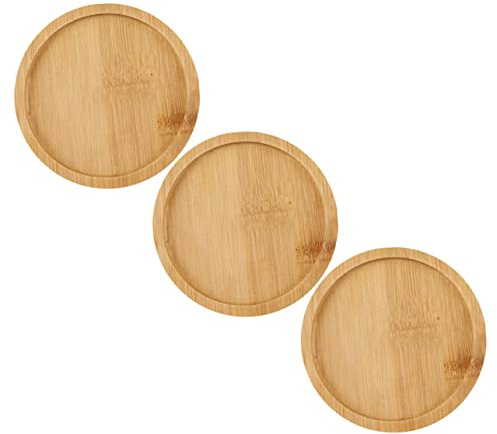 Gogogmee 3 Pièces Soucoupes Pot Fleur Ronds pour Plantes Supports Bois Collecteurs Eau Et Terre pour Balcon Et Intérieur