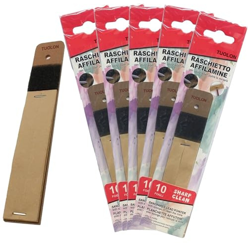 TUOLON 5 PZ Raschietto Affilamine in Carta Vetrata Fine Affila Mine per Mine Matite Pastelli Gessetti Carboncini Compassi Tempera Matite Carta Vetro Raschietto Lame Temperamatite Vetrata Temperino