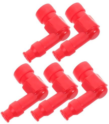 Cabilock Set 5 Cappucci per Candele Motore in Gomma Rossa, Ricambio e Resistente al Calore, Accessori per Plug Wire