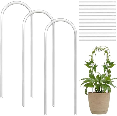 Marco de escalada para plantas en maceta, 3 piezas de enrejado de plantas, enrejado de plantas trepadoras para pothos, hiedra, dracaena, soporte de plástico transparente para plantas de interior con