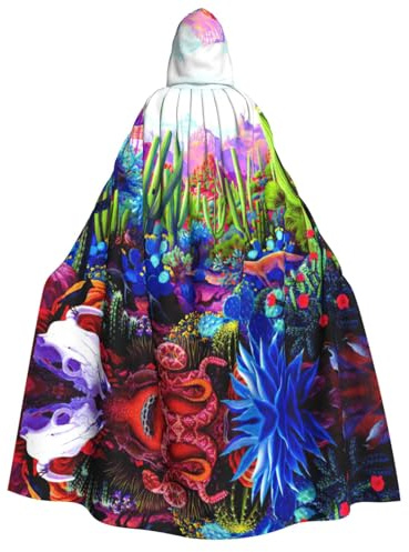 Pidgazdfgv Cactus Tropical Animal Fox Snake Pig Adult Hooded Robe Cloak Knight Fancy Cool Halloween Cos Costume Cape Length Hooded Cloak
