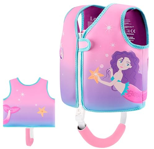 Lechin Schwimmweste Kinder für 19~30kg (3~6 Jahre), Rosa-lila Meerjungfrau
