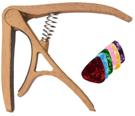 Kapodaster für akustische Gitarre Einstellbarer Clip-Tuner Präzise Tragbar | E-Gitarren-Kapodaster mit 6 Plektren Tragbare Klemme, Einstellbare Präzise E-Musik Performance Spieler, Anfänger Männer