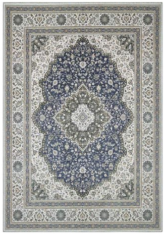Tappeto arredo casa NAIN 01 blu cm.160x230 riproduzione disegno orientale classico in stile persiano. Tappeto lavabile e antiscivolo per salotto, soggiorno, camera da letto.