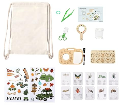 Kit De para Niños: Equipo De Descubrimiento De Plantas, Juego De Exploración De La Naturaleza | Herramientas Educativas para Microscopio, Estructura De Madera Y ABS, Equipo De Aprendizaje