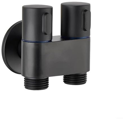 Valvola di controllo doppia 1-in-2-out, mini valvola doccia in acciaio inox per doppio controllo, per una facile installazione per impianti idraulici domestici e sanitari (nero)