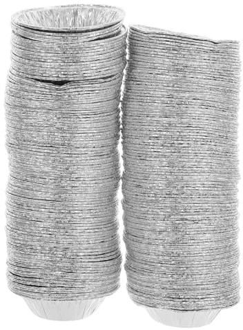 Milisten Lot de 200 Moules à Mini-tartelettes Ronds en Aluminium Jetables, Caissettes à Pâtisserie Légères et Conductrices de Chaleur, pour Cuisson Muffins, Œufs et Desserts Maison