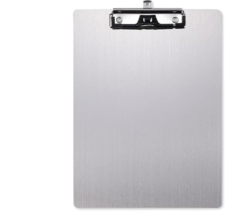 Klemmbrett A4, Schreibunterlage mit Bügeklemme 8 mm für Büros, Schulen | Klemmbretter a4 Edelstahl-Klemmbrett mit abnehmbarem Stifthalter für Wohnhäuser, Schulen und Baustellen,Silber Hochformat