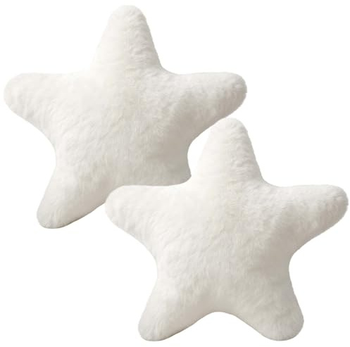 SORAYUXI Plush Star Pillow 40x40CM,2 Pack Soft Fluffy Star Stuffed Cushion Decorative Pillow,Cute Fuzzy Throw Pillows for Bedroom, Living Room, Sofa, Bed, Chair Decor