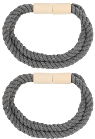 2PCS Paquete de Alzapaños Magnéticos para Cortinas, Estilo Retro Hecho a Mano con Cuerda Algodón, Ajustables para Cortinas Gruesas y Finas, Uso en Hogar, Oficina, Sala Estar y Cocina (Gris) ﻿ ﻿