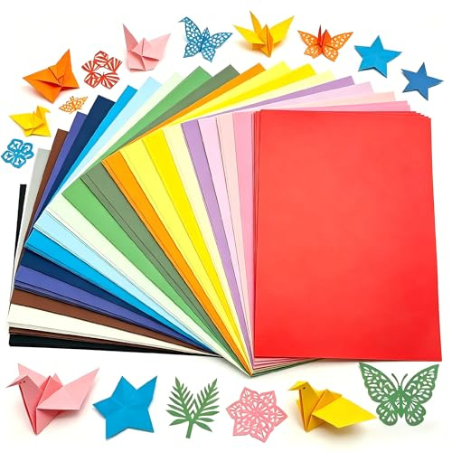 A4 Farbiges Papier, 20 Farbtöne, farbiger Karton, 100 Blatt, Origami-Papier, Basteln und Dekorieren, farbiges Kunstpapier (297 x 210 mm) | Farbiges Bastelpapier, A4, knitterfrei, für Bastelarbeiten, Origami, Scrapbooking, Kartenherstellung (297 x 210 mm)