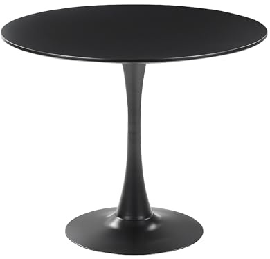 Beliani Esstisch schwarz 90 cm rund MDF-Platte Metall Boca